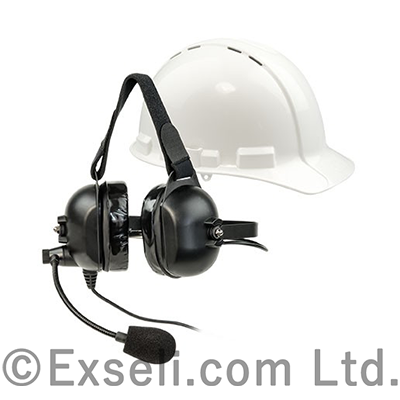 両耳密閉型ヘッドセット+ブームマイク(ヘルメット装着時用)